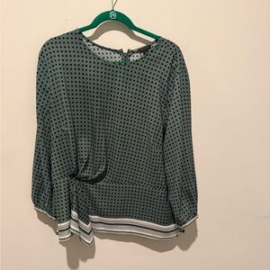 Ann Taylor Green Polka Dot Blouse